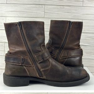 Natha Men’s Studio Costa Brown Leather Harness & Buckle Side Zip Boots Size 12